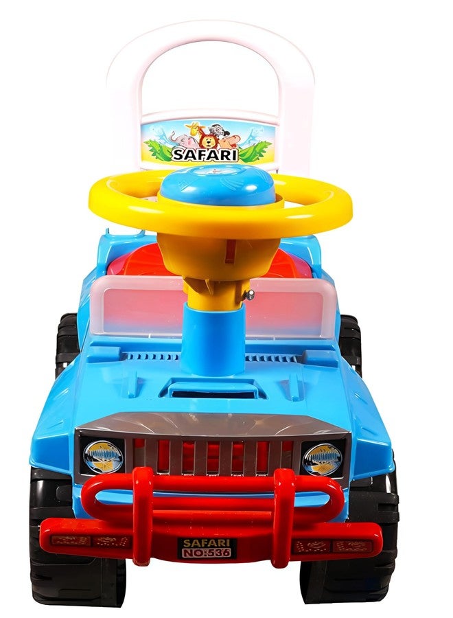 Plutofit Kids Ride-on Jeep Car with Storage Box, Push Car with Backrest, 20kg Capacity, Sky Blue - Image 3